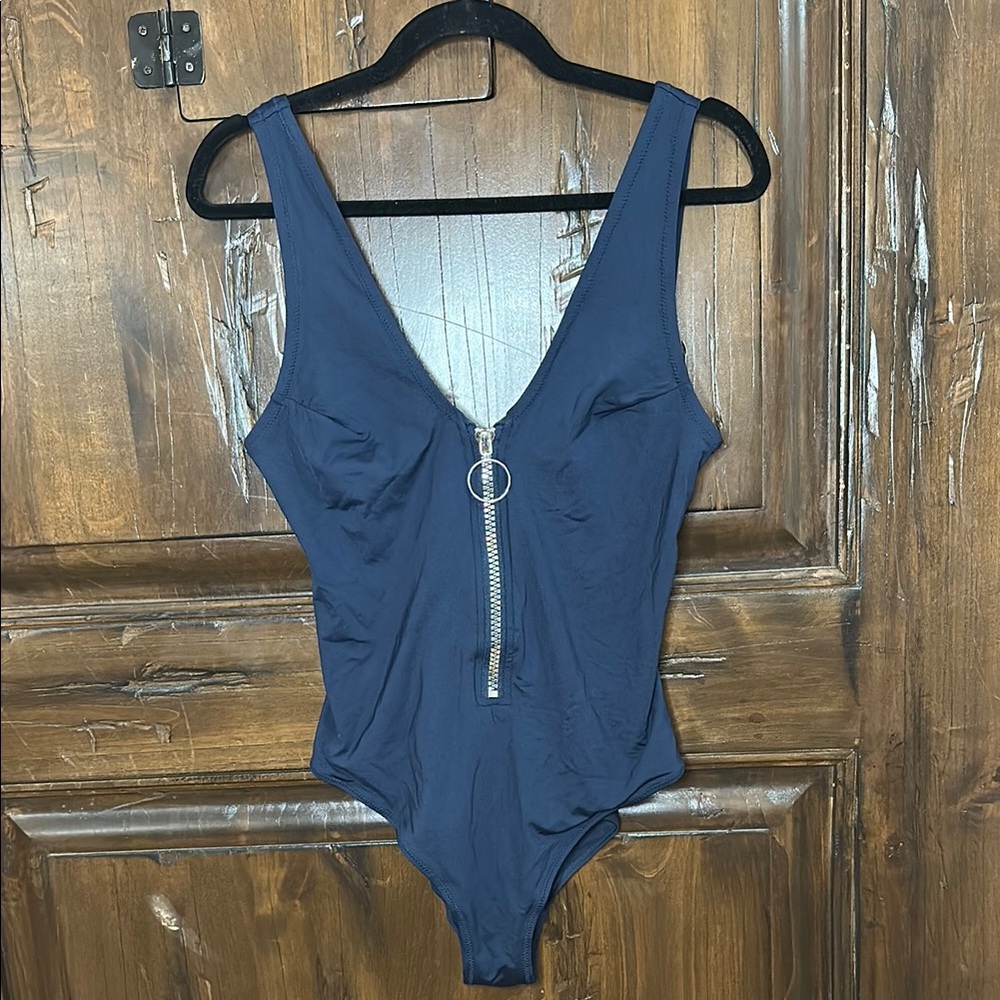 H&M Navy One Piece Swimsuit with Zipper